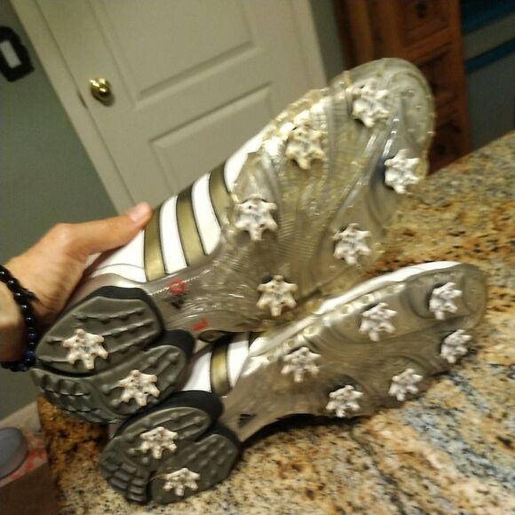 Rare Adidas Mens Powerband Golf Shoes 2016 Size 13 White / Gold main image 6